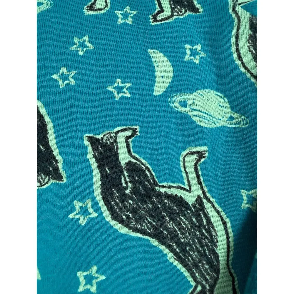 Tea Collection Glow in the Dark Wolf Space Long Sleeve Pajamas Blue Size 7